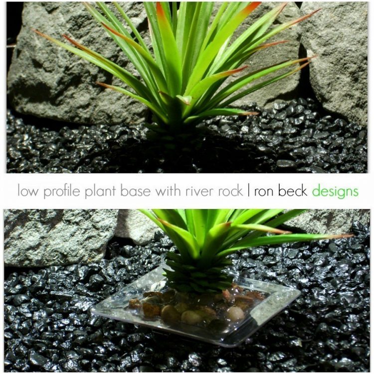 low profile plant base with river rock ron beck designs