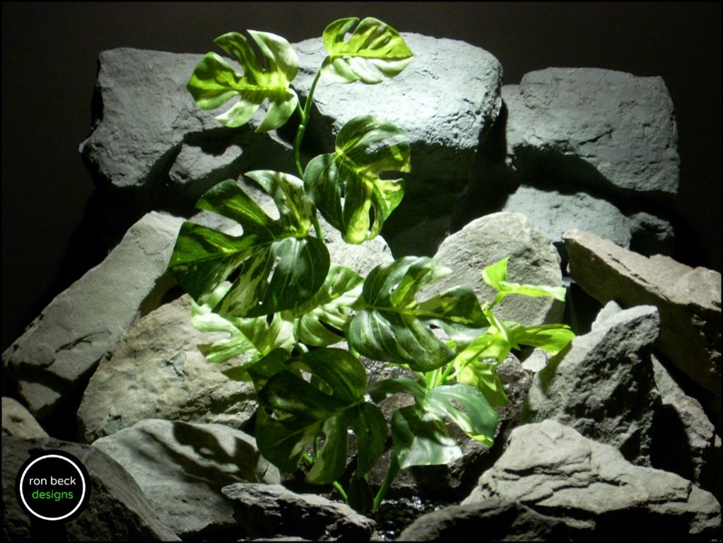 silk reptile plant variegated monstera leaves from ron beck designs. srp190