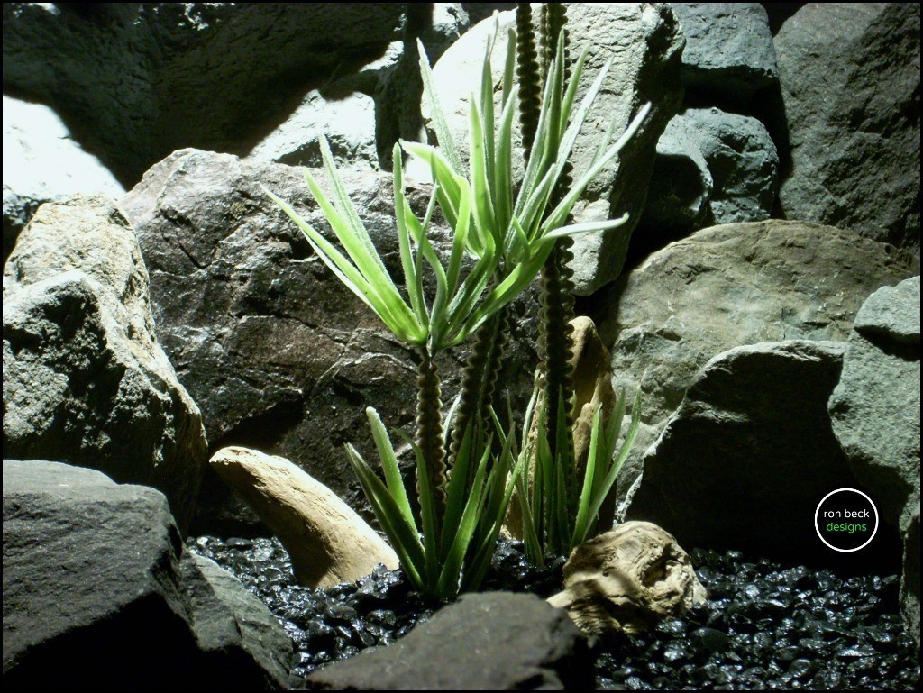 faux reptile terrarium plant cactus with driftwood from ron beck designs. prp198 2