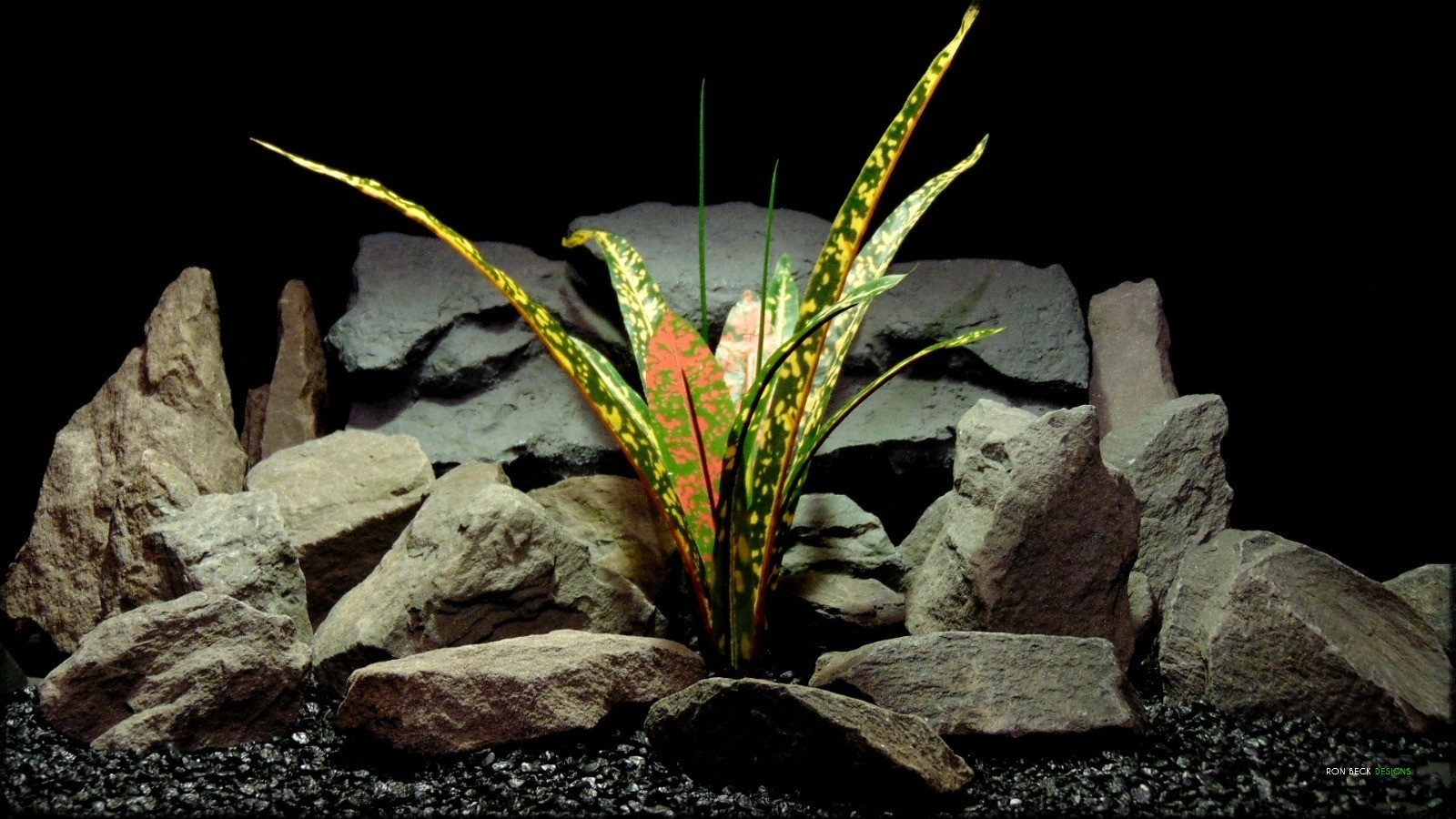 Artificial Croton Bush - Silk Reptile Habitat Plant - Ron Beck Designs srp397 (1)
