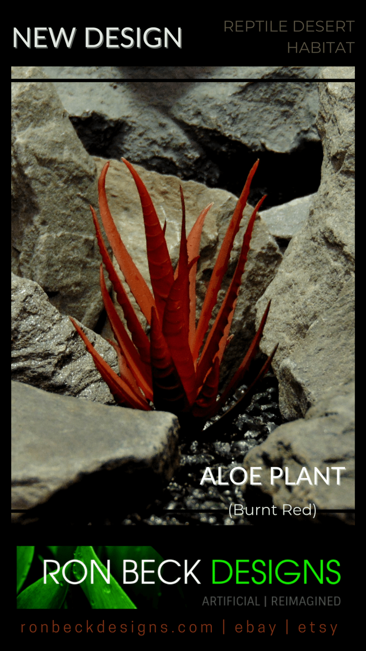 NEW DESIGN - Artificial Aloe Plant (Burnt Apple Red) - Artificial Reptile Desert Habitat Plant prp423 1080 1920
