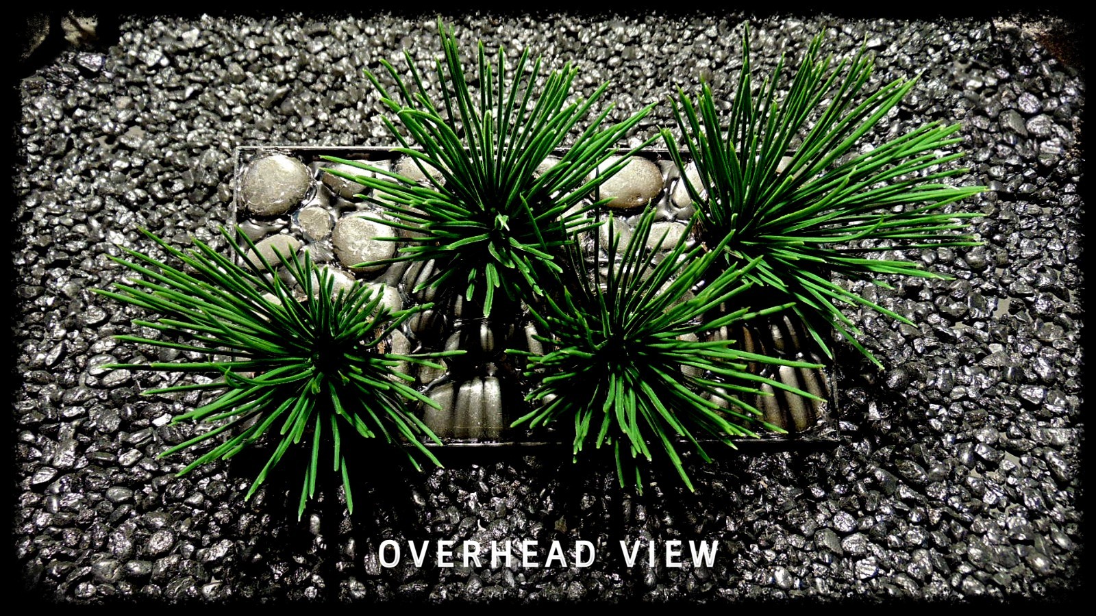 Overhead View - Artificial Japanese Grass Plot - Artificial Reptile Tank Plants - PRP435