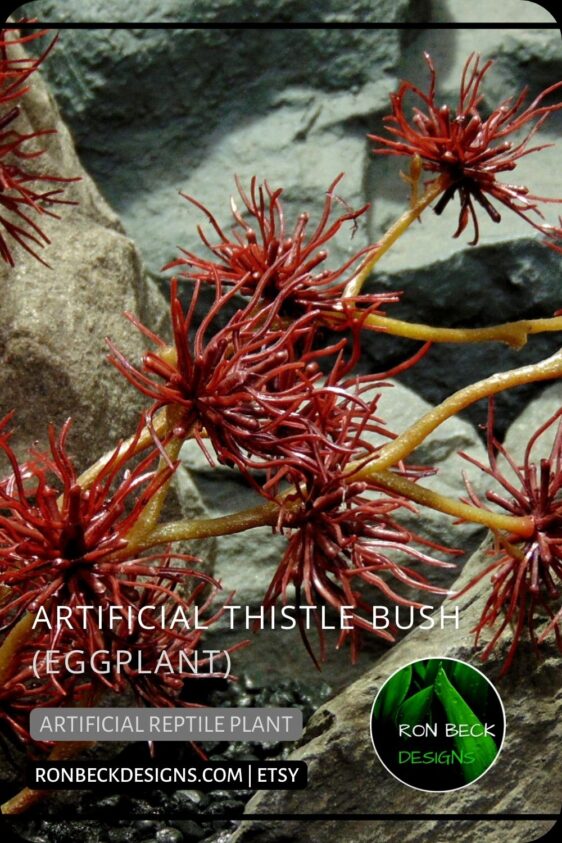 NEW DESIGN PINTEREST Artificial Thistle Bush (Eggplant) - Reptile Tank Plants prp456