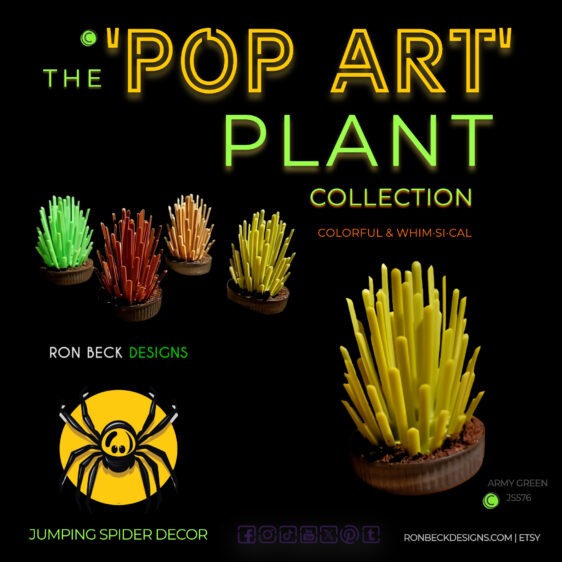 Pop Art Plant Fern Trunk Army Green Ron Beck Designs JS576