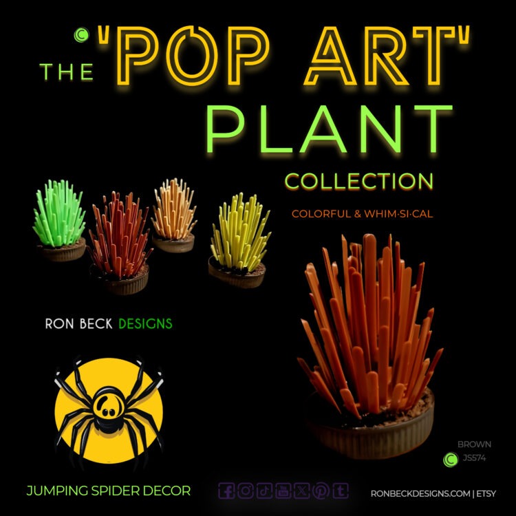 Pop Art Plant Fern Trunk Brown Ron Beck Designs JS574