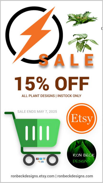 FLASH SALE 15% off your total cart amount - Artificial Plants - Ron Beck Designs ends 05072026 t