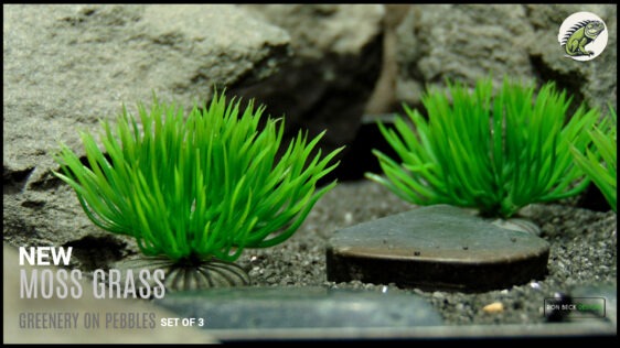 Artificial Moss Grass on Pebbles - Set of 3 - Reptile rep t