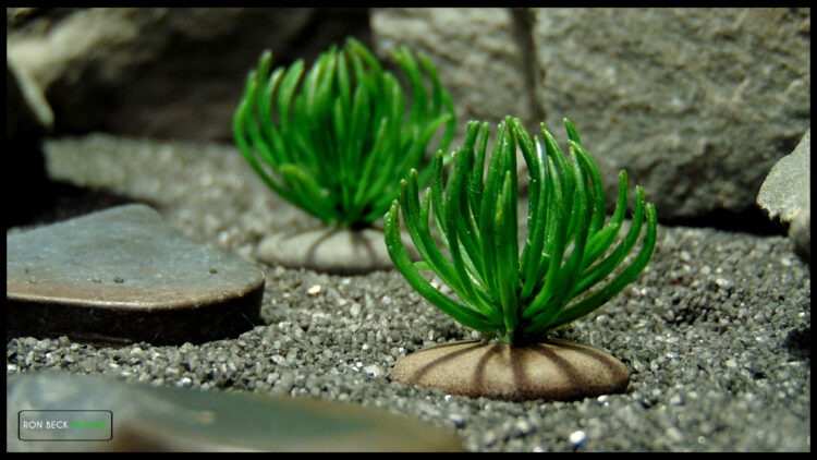 Mini Ming Pine Bushes artificial plants on pebbles p611 title 3