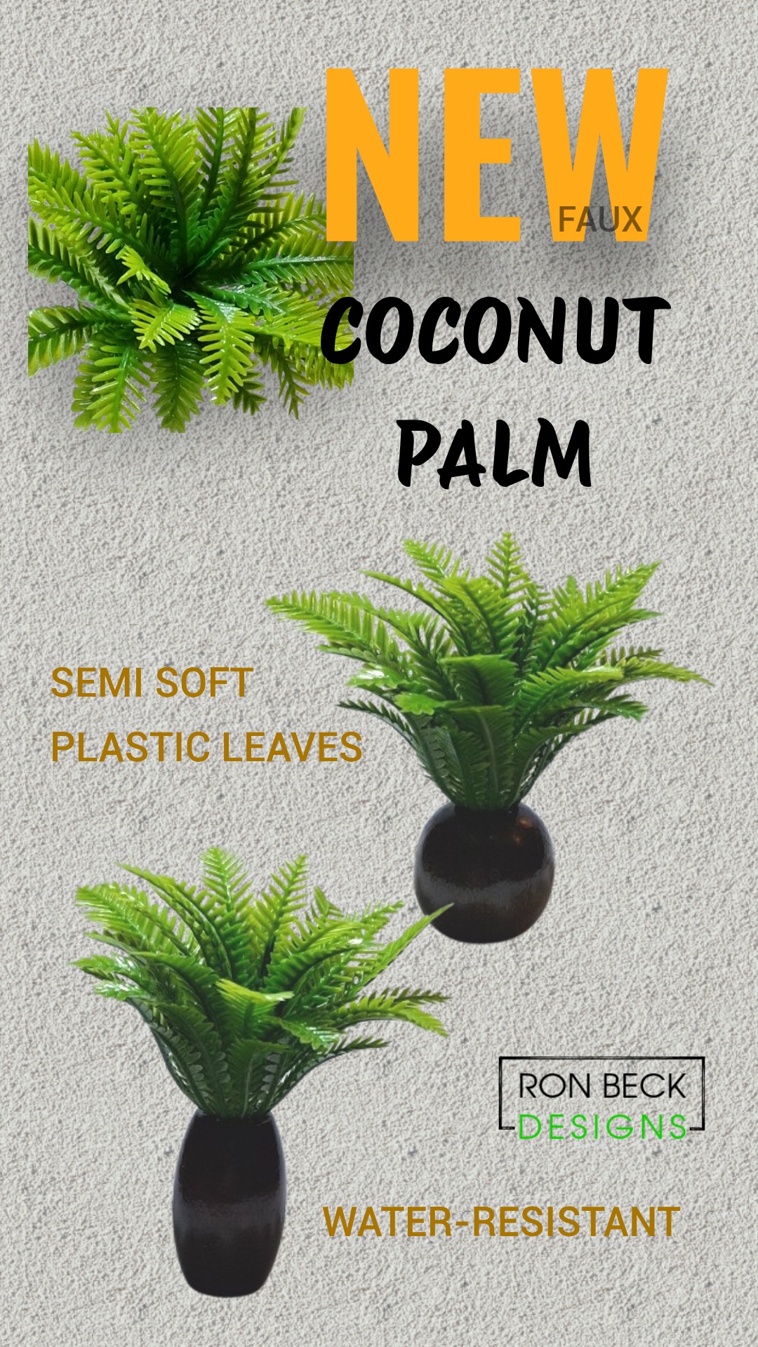 Artificial mini coconut palm natural wood trunk PRJS633T 5 Artificial mini coconut palm wood trunk - Ron Beck Designs. js633 specs