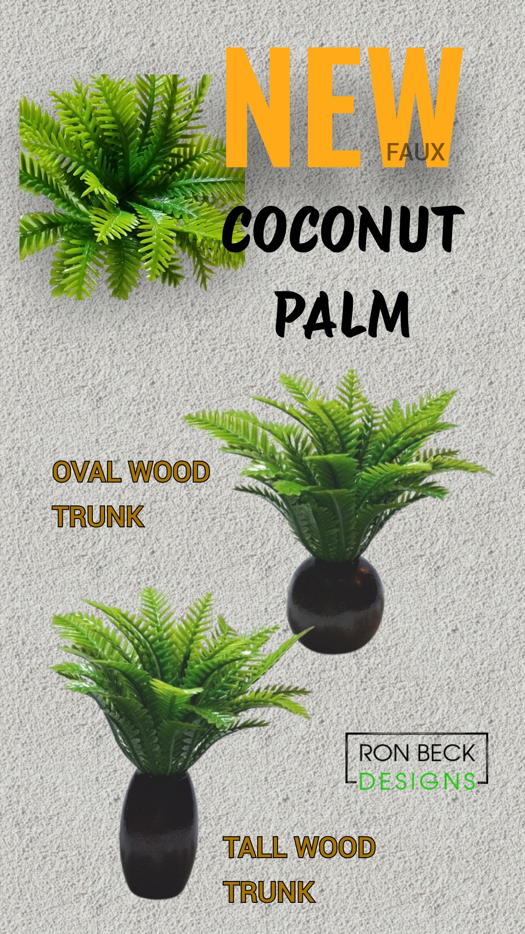 Artificial mini coconut palm natural wood trunk PRJS633T 4 Artificial mini coconut palm wood trunk - Ron Beck Designs. js633 styles