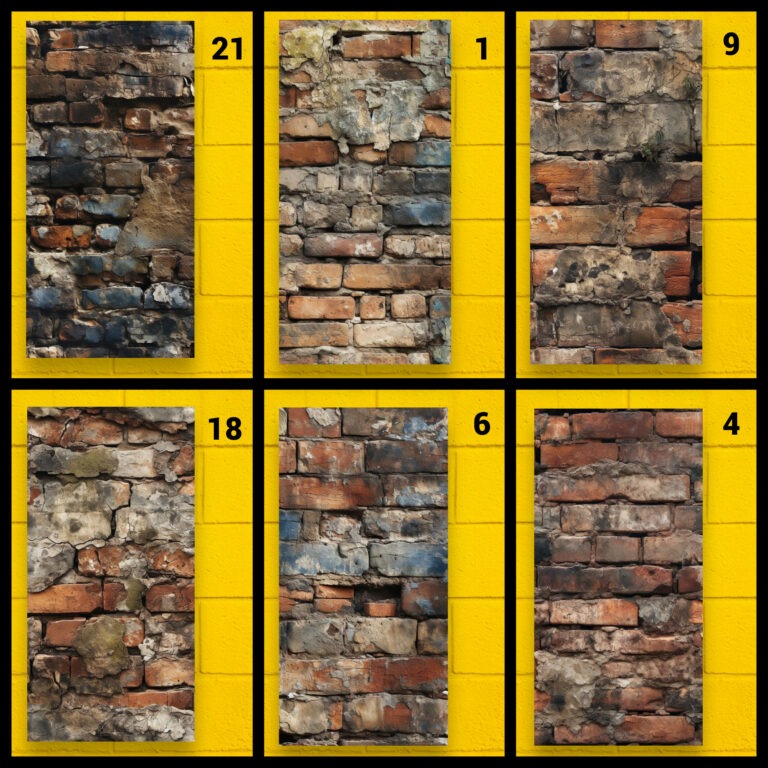 Aged Brick – Jumping Spider enclosure wallpaper background 6 Grids Collage