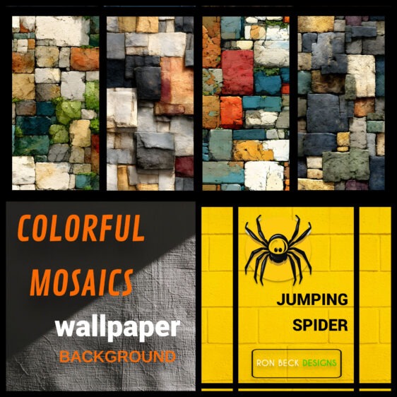 Colorful mosaics—Jumping Spider enclosure wallpaper background