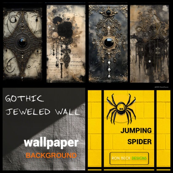 Gothic Jeweled - Jumping Spider enclosure wallpaper background7 Grids Collage