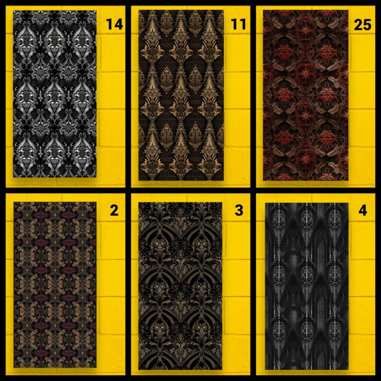 Gothic Patterns—Jumping Spider enclosure wallpaper background 6 Grids Collage