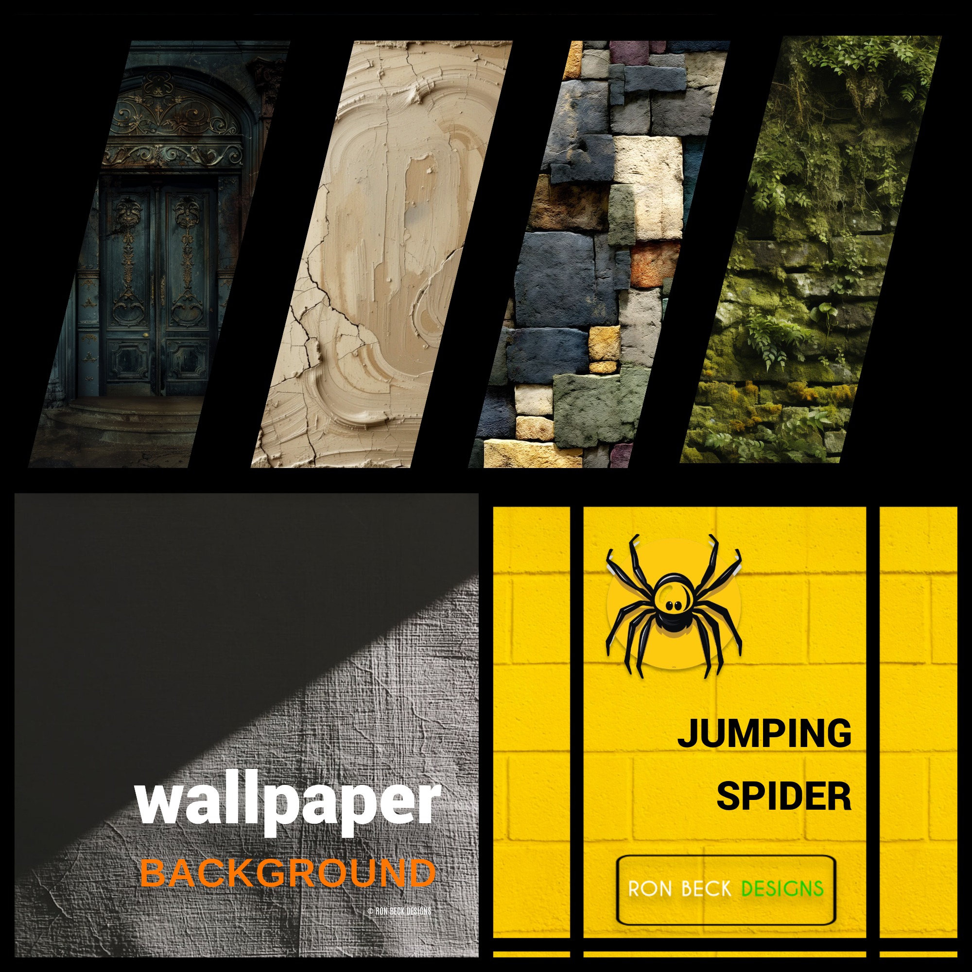 Jumping Spider Wallpaper Backgrounds 4 designs promo