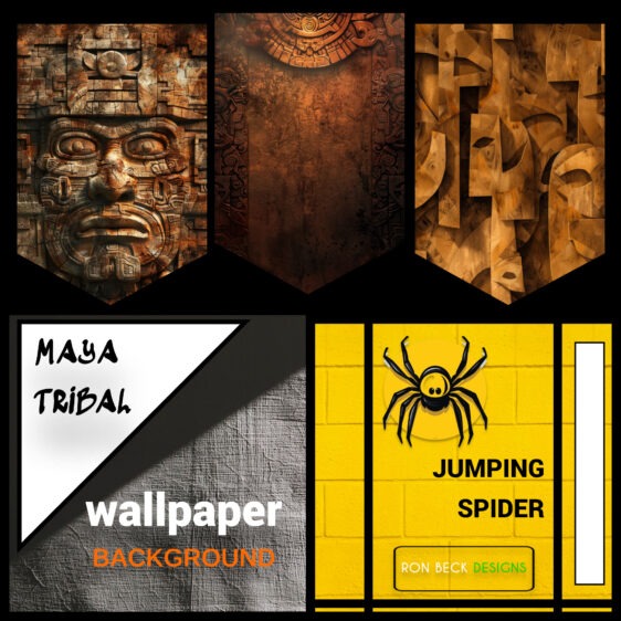 Maya Tribal Brown - Jumping Spider enclosure wallpaper background 3 Grids-
