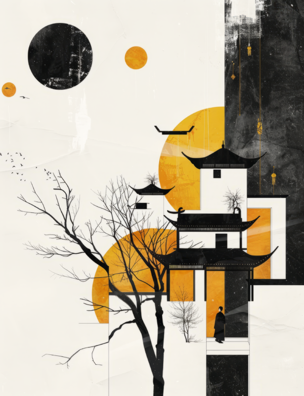 Minimalist design Illustration inspired by Will Barnett and Wu Guanzhong ( (51)