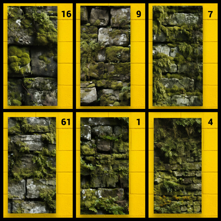 Moss covered brick wall—Jumping Spider enclosure wallpaper background