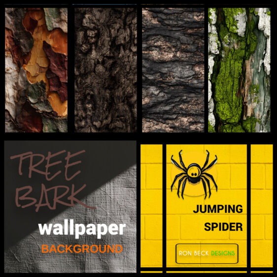 Tree Bark Textures – Jumping Spider enclosure wallpaper background Grids Collage