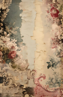 Victorian torn floral background enclosure Wallpaper –4″ wide x 8″ tall 16