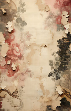 Victorian torn floral background enclosure Wallpaper—4″ wide x 8″ tall 18