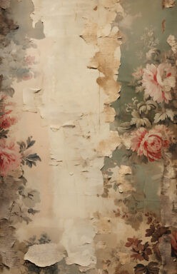 Victorian torn floral background enclosure Wallpaper –4″ wide x 8″ tall 5