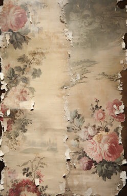 Victorian torn floral background enclosure Wallpaper – 4″ wide x 8″ tall 7