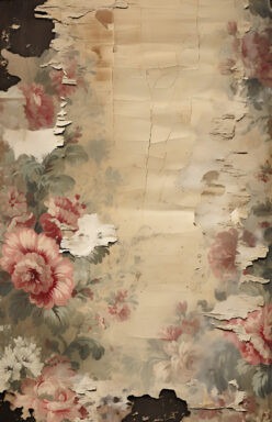 Victorian torn floral background enclosure Wallpaper –4″ wide x 8″ tall 9