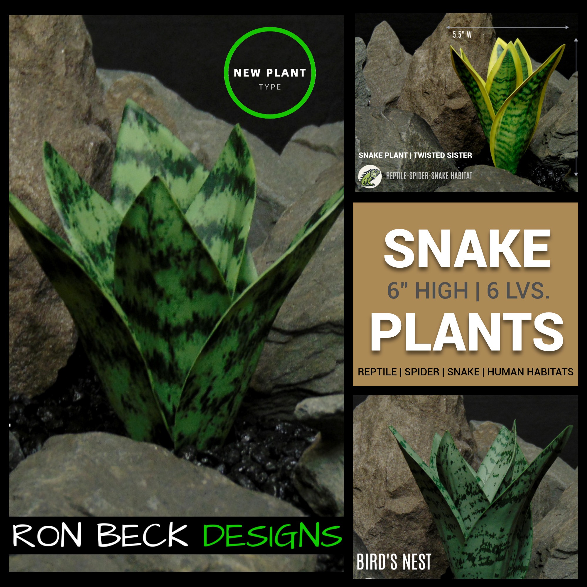 Artificial Snake Plants 6 inches high 3 styles