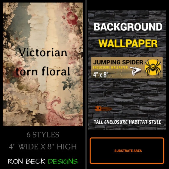Victorian torn floral background enclosure wallpaper – 4″ x 8″